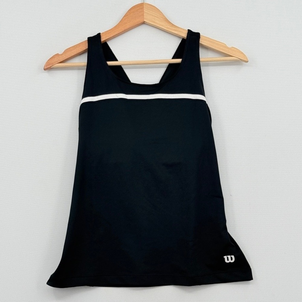 Wilson Team Tank Women Small Black Racerback Tennis Sporty Gym Active NEW